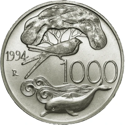 1000 Lire Wildlife Protection back