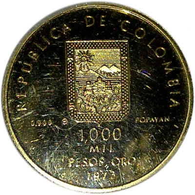 1000 Pesos Guillermo Valencia front