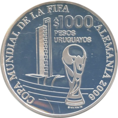 1000 Pesos Uruguayos XVIII World Soccer Championship back