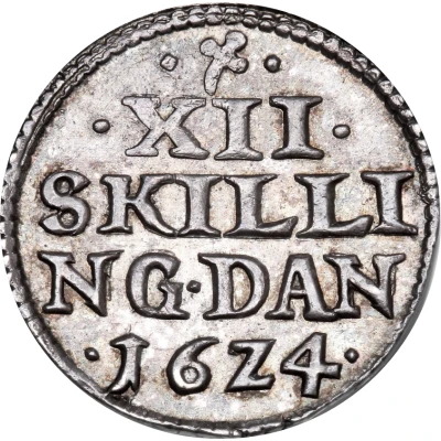 12 Skilling Dansk - Christian IV back