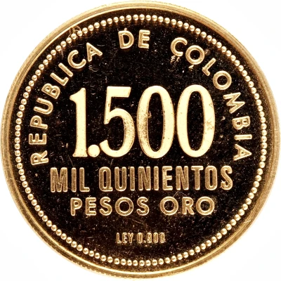 1500 Pesos Gold Museum of Central Bank of Bogota front