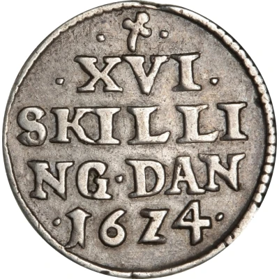 16 Skilling Dansk - Christian IV back