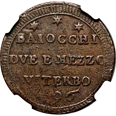 2½ Baiocchi - Pius VI Large bust back