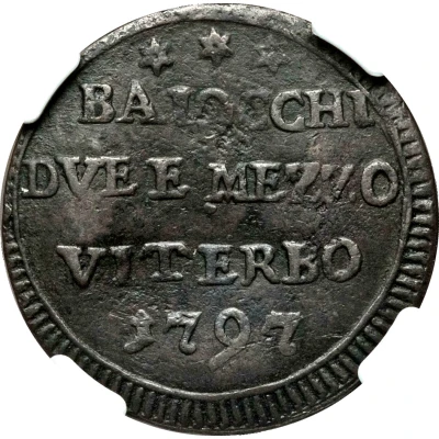 2½ Baiocchi - Pius VI Small bust back