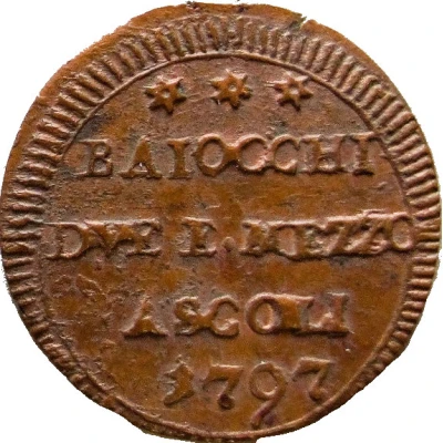 2½ Baiocchi - Pius VI back