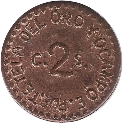 2 Centavos Tetela del Oro y Ocampo back