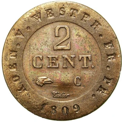 2 Centimes - Jérôme Bonaparte back