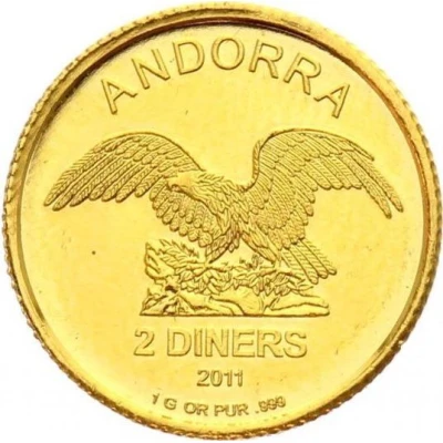 2 Diners Golden Eagle; Fineness .999 - Gold Bullion front