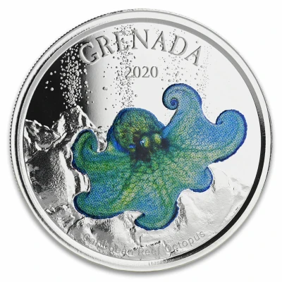 2 Dollars - Elizabeth II Caribbean Reef Octopus; Colourised back