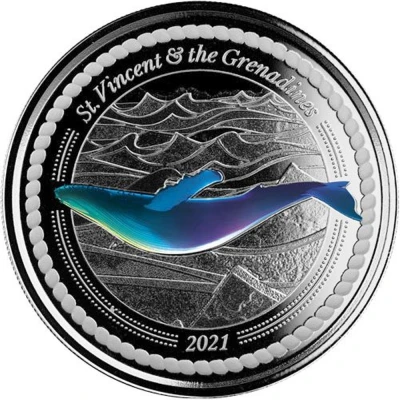 2 Dollars - Elizabeth II Humpback Whale; Colourised back