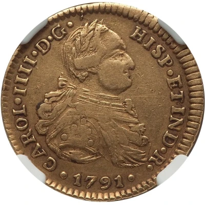 2 Escudos - Charles IV front