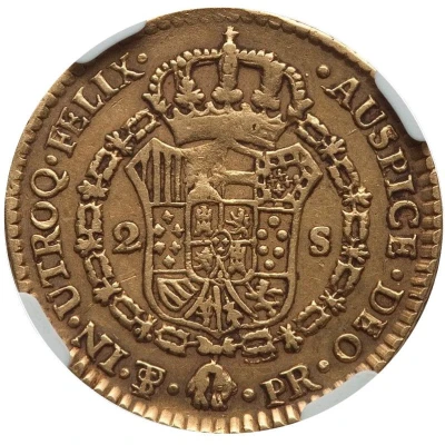 2 Escudos - Charles IV back