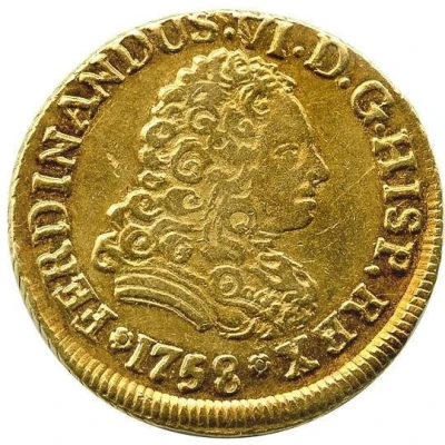 2 Escudos - Ferdinand VI bust of Philip V front