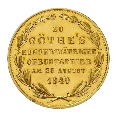 2 Gulden Gold pattern strike; Goethe Centennial back