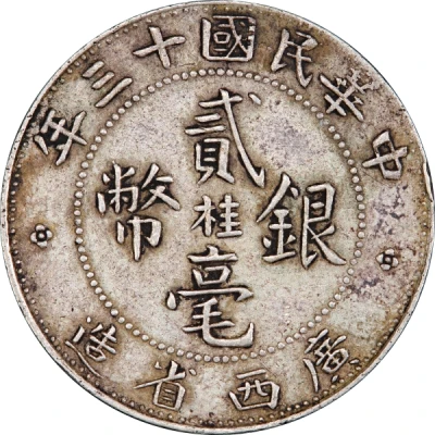 2 Jiao / 20 Cents Kwang-sea; with Kuei front