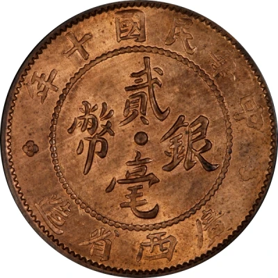 2 Jiao / 20 Cents Pattern; copper front