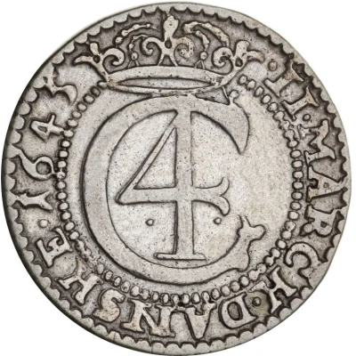 2 Mark Dansk - Christian IV Hebræermønt front