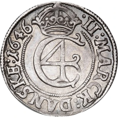 2 Mark Dansk - Christian IV Hebræermønt front