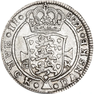 2 Mark Dansk - Frederik III Type 1: lettering counterclockwise back