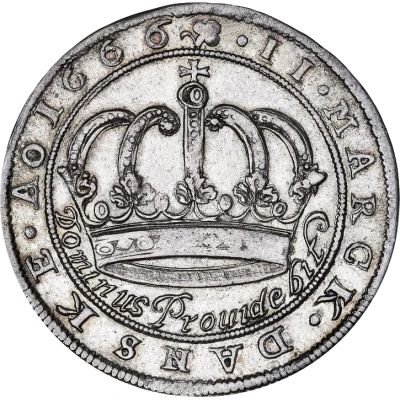 2 Mark Dansk - Frederik III Value in legend; large crown type back