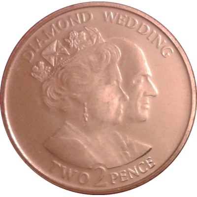 2 Pence - Elizabeth II Diamond Wedding back