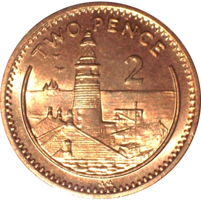 2 Pence - Elizabeth II Europa Point Lighthouse; magnetic back