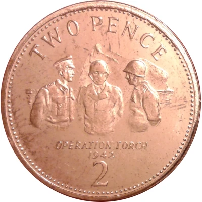 2 Pence - Elizabeth II Operation Torch; smaller bust back