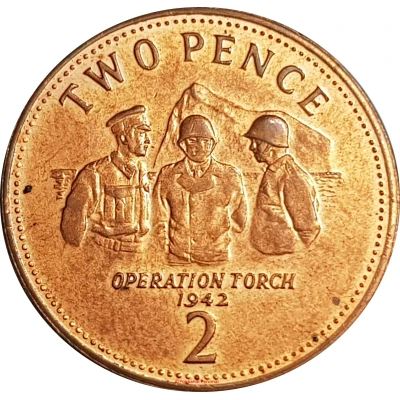 2 Pence - Elizabeth II Operation Torch back