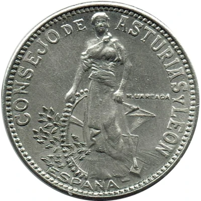 2 Pesetas Asturias and León front