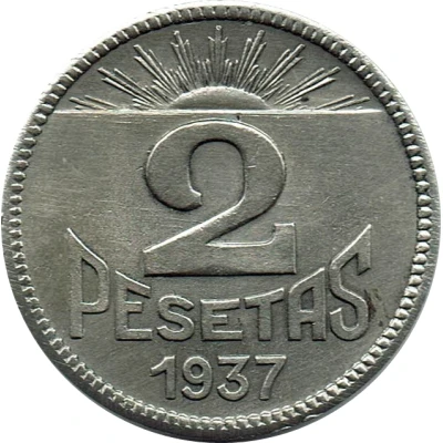 2 Pesetas Asturias and León back