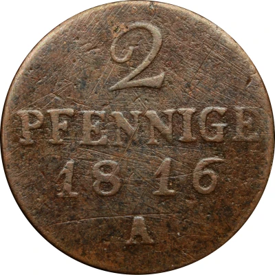 2 Pfennige - Frederick William III back