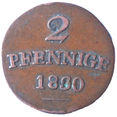 2 Pfennigs - Charles Frederick back