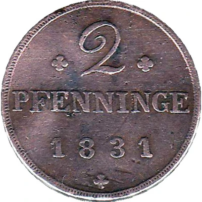 2 Pfennigs - Frederick Francis I back