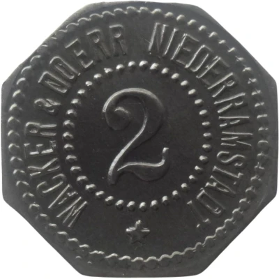 2 Pfennigs - Niederramstadt (Wacker and Doerr) ND front