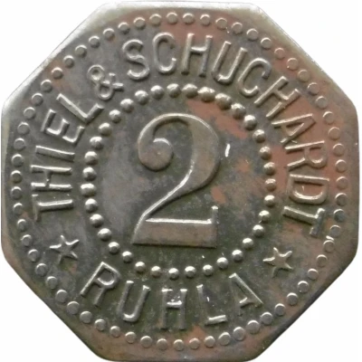 2 Pfennigs - Ruhla (Thiel and Schuchardt) ND front