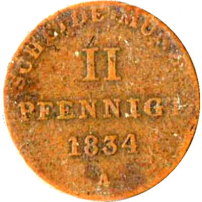 2 Pfennigs - William IV back