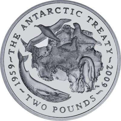 2 Pounds - Elizabeth II Antarctic Treaty; Silver back