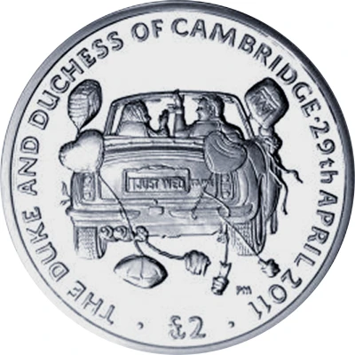 2 Pounds - Elizabeth II Aston Martin Volante; Silver back