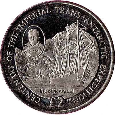 2 Pounds - Elizabeth II Centenary of the Imperial Trans-Atlantic Expedtion back