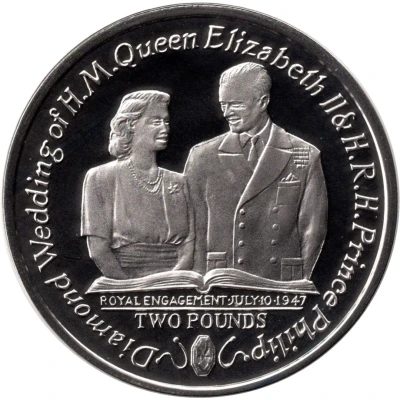 2 Pounds - Elizabeth II Diamond Wedding; Silver Proof back