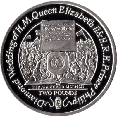 2 Pounds - Elizabeth II Diamond Wedding; Silver Proof back