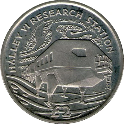 2 Pounds - Elizabeth II Halley IV Research Station back