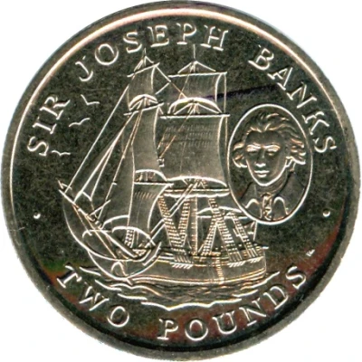 2 Pounds - Elizabeth II Sir Joseph Banks back