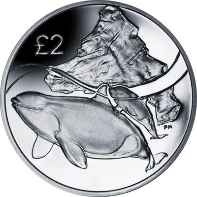 2 Pounds - Elizabeth II The Orca whale; Silver back