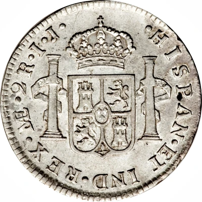 2 Reales - Charles IV Numeral IIII back