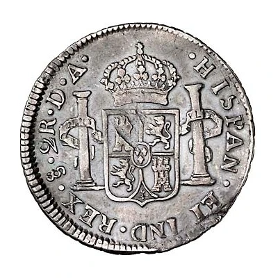 2 Reales - Charles IV bust of Charles III, CAROLUS IIII back