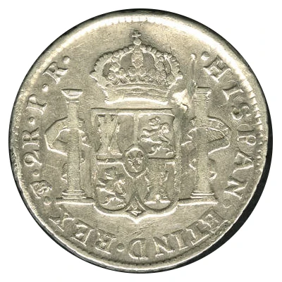 2 Reales - Charles IV back