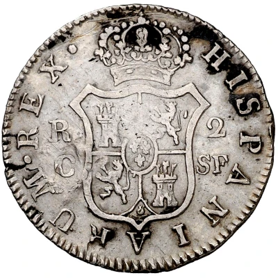 2 Reales Countermark on Spanish 2 Reales KM# back