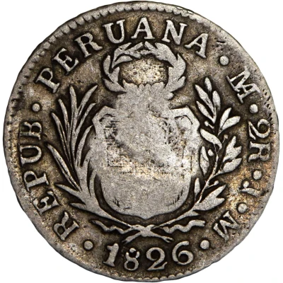 2 Reales - Ferdinand VII Countermark on Peru 2 Reales ND back