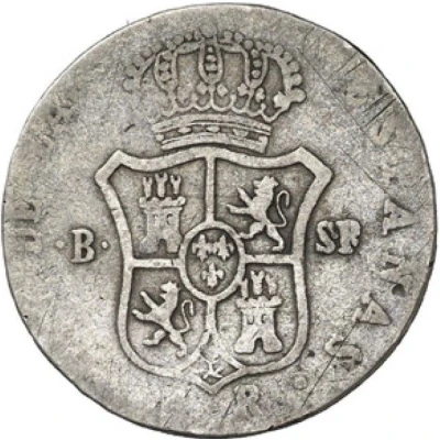 2 Reales - Ferdinand VII Draped bust; REY DE LAS ESPAÑAS back